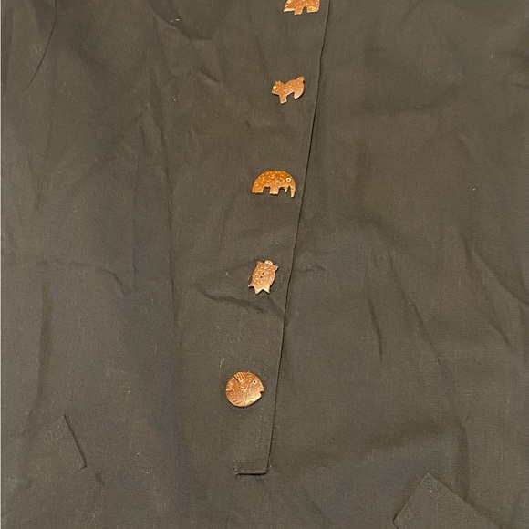 Vtg Evan Picone Blck Knee Length Animal Critter Buttons Plus Size 14 Rayon/flax - Picture 3 of 10